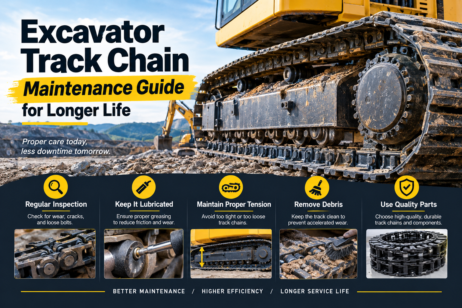 Excavator Track Chain Maintenance Guide for Longer Life