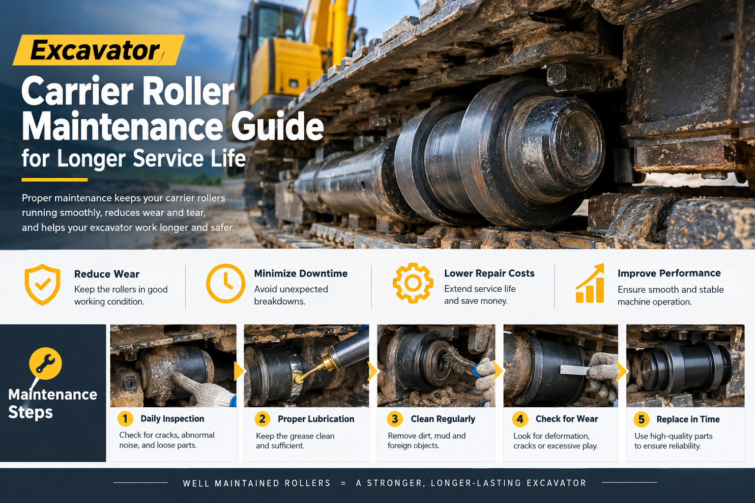 Excavator Carrier Roller Maintenance Guide for Longer Service Life 2026